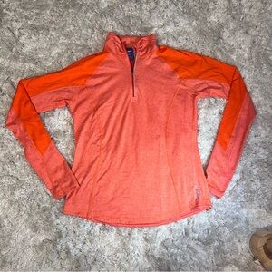 Reebok Play Dry Lightweight Long Sleeve High Neck Pullover Top Orange Size M